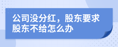 公司没分红，股东要求股东不给怎么办