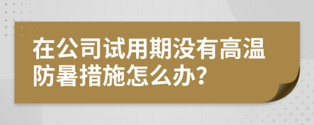 在公司试用期没有高温防暑措施怎么办？