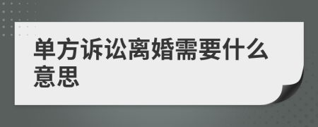 单方诉讼离婚需要什么意思