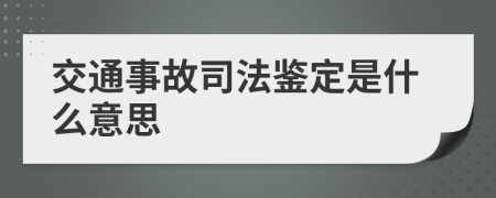 交通事故司法鉴定是什么意思