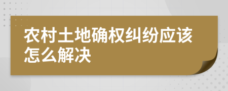 农村土地确权纠纷应该怎么解决