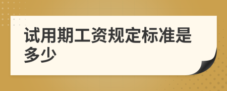 试用期工资规定标准是多少