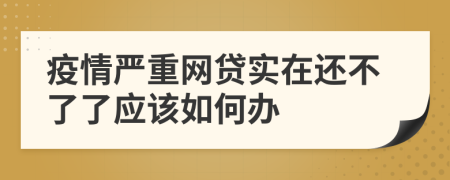 疫情严重网贷实在还不了了应该如何办