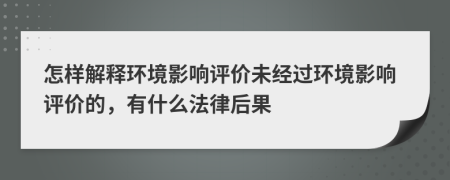 怎样解释环境影响评价未经过环境影响评价的，有什么法律后果