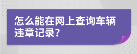 怎么能在网上查询车辆违章记录？