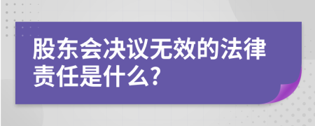 股东会决议无效的法律责任是什么?