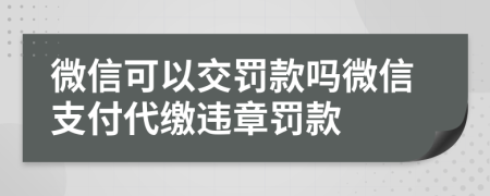 微信可以交罚款吗微信支付代缴违章罚款