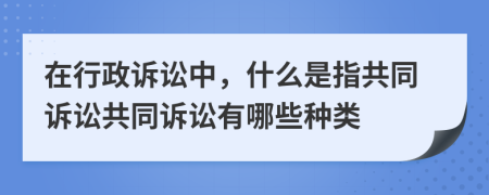 在行政诉讼中，什么是指共同诉讼共同诉讼有哪些种类