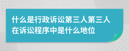 什么是行政诉讼第三人第三人在诉讼程序中是什么地位