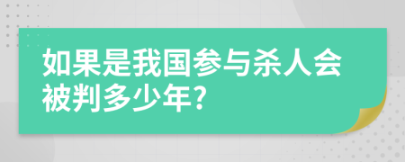 如果是我国参与杀人会被判多少年?