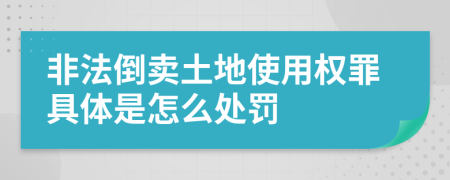 非法倒卖土地使用权罪具体是怎么处罚