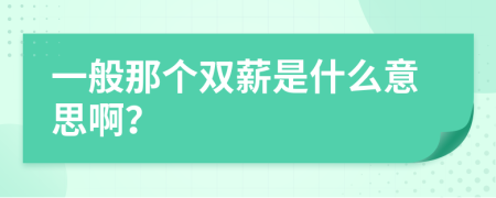 一般那个双薪是什么意思啊？