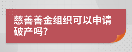 慈善善金组织可以申请破产吗?