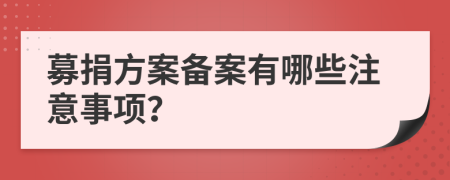 募捐方案备案有哪些注意事项？