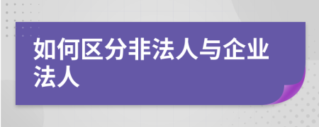 如何区分非法人与企业法人