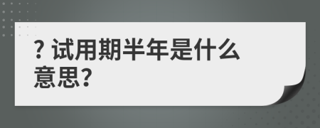 ? 试用期半年是什么意思？