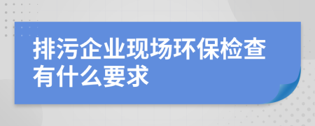 排污企业现场环保检查有什么要求