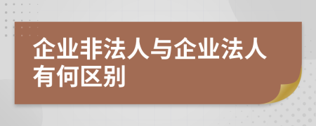 企业非法人与企业法人有何区别