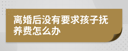 离婚后没有要求孩子抚养费怎么办