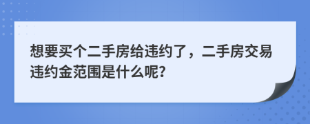 想要买个二手房给违约了，二手房交易违约金范围是什么呢？