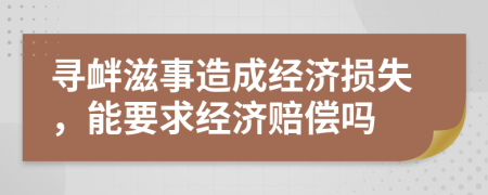 寻衅滋事造成经济损失，能要求经济赔偿吗