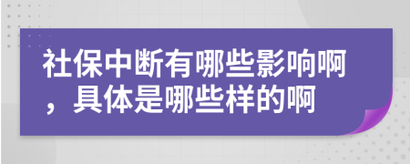 社保中断有哪些影响啊，具体是哪些样的啊
