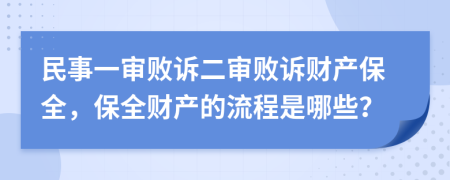 民事一审败诉二审败诉财产保全，保全财产的流程是哪些？
