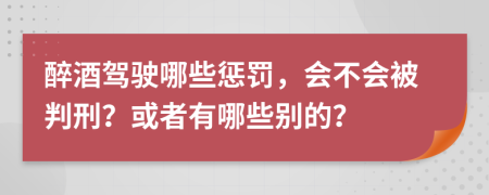 醉酒驾驶哪些惩罚，会不会被判刑？或者有哪些别的？