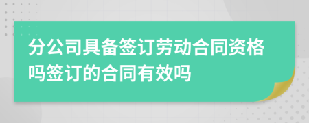 分公司具备签订劳动合同资格吗签订的合同有效吗