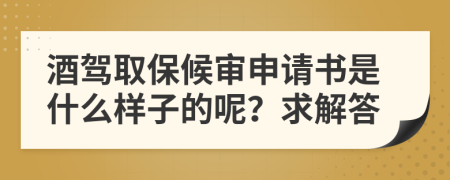 酒驾取保候审申请书是什么样子的呢？求解答