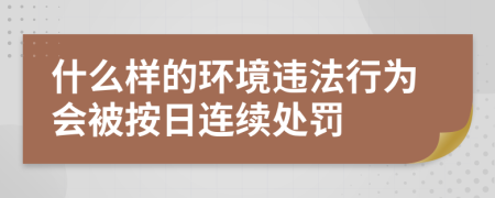 什么样的环境违法行为会被按日连续处罚