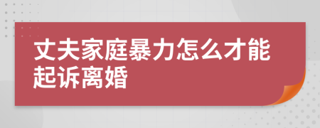 丈夫家庭暴力怎么才能起诉离婚
