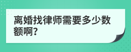 离婚找律师需要多少数额啊？