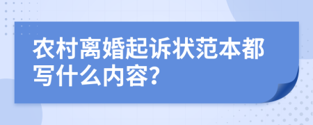 农村离婚起诉状范本都写什么内容？