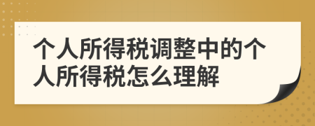 个人所得税调整中的个人所得税怎么理解