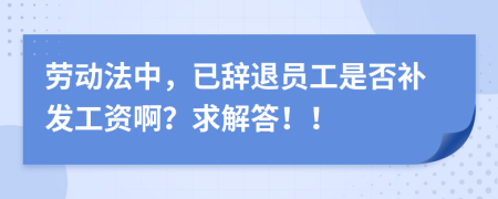 劳动法中，已辞退员工是否补发工资啊？求解答！！