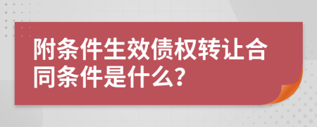 附条件生效债权转让合同条件是什么？