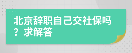 北京辞职自己交社保吗？求解答