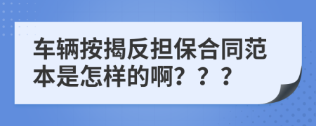 车辆按揭反担保合同范本是怎样的啊？？？