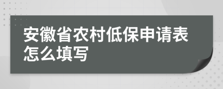 安徽省农村低保申请表怎么填写