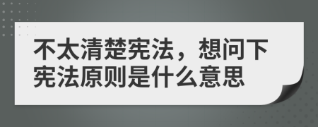 不太清楚宪法，想问下宪法原则是什么意思