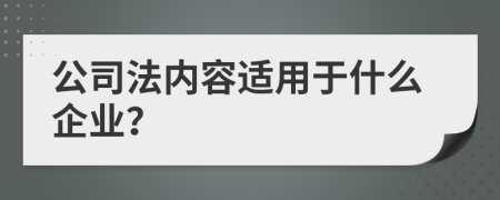 公司法内容适用于什么企业？