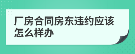 厂房合同房东违约应该怎么样办