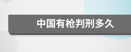 中国有枪判刑多久