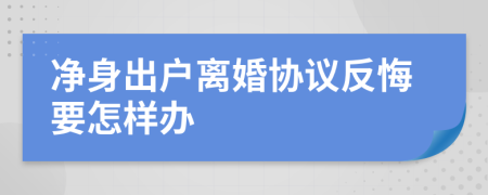 净身出户离婚协议反悔要怎样办