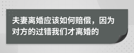 夫妻离婚应该如何赔偿，因为对方的过错我们才离婚的