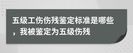 五级工伤伤残鉴定标准是哪些，我被鉴定为五级伤残