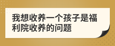我想收养一个孩子是福利院收养的问题