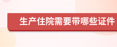 生产住院需要带哪些证件