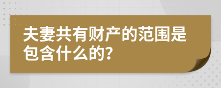 夫妻共有财产的范围是包含什么的？